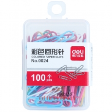 得力 Deli 0024 彩色回形針(多色混合裝) 單盒裝 100枚/盒