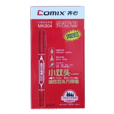 齊心 Comix MK804 小雙頭油性記號筆 12支/盒 紅色