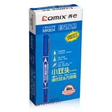齊心 Comix MK804 小雙頭油性記號筆 12支/盒 藍色