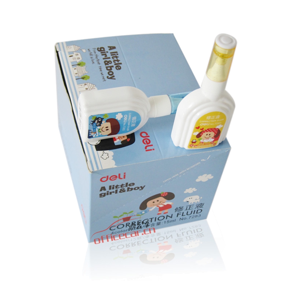 得力 Deli 7283 涂改液 15ml/支 12支/盒 卡通顏色隨機