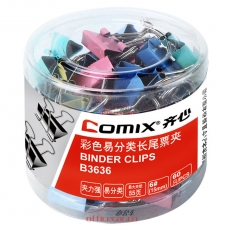 齊心 Comix B3636 彩色長尾夾 15mm 60個/筒