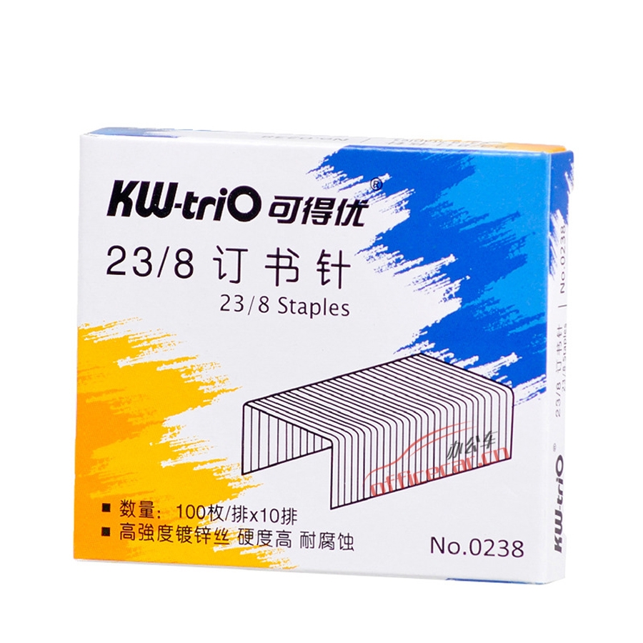 可得優(yōu) KW-triO NO.0238 高強(qiáng)度鍍鋅絲訂書釘 23/8 1000枚/盒