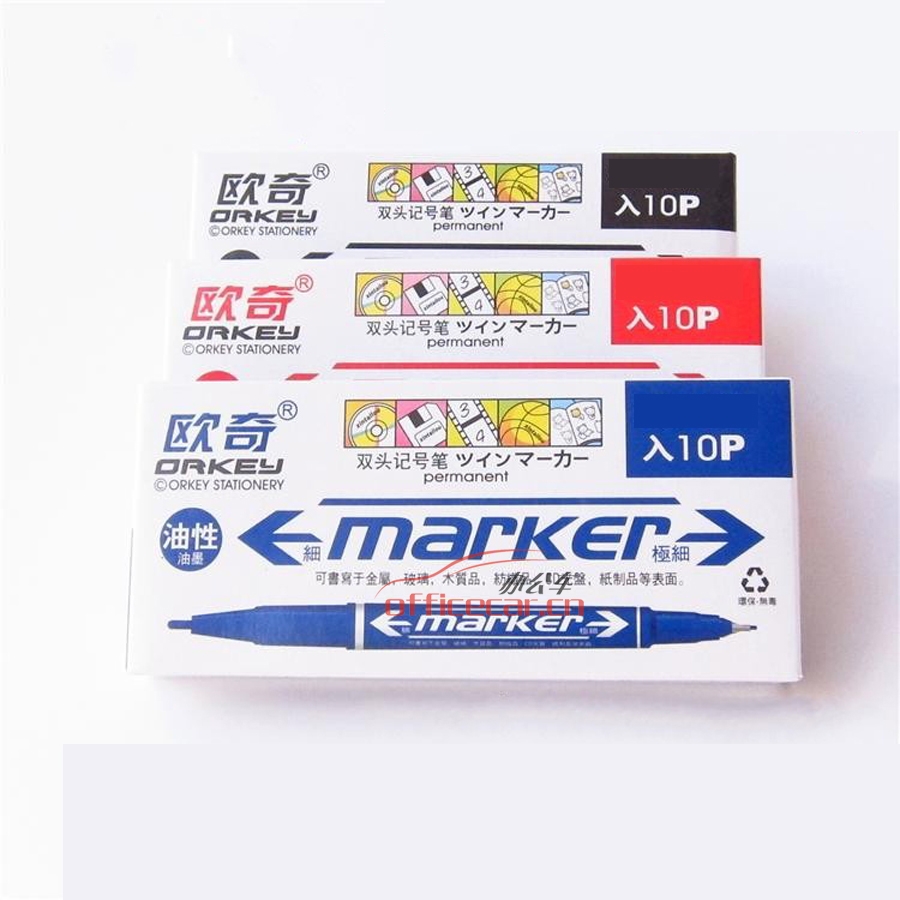 歐奇 Orkey OR-216 小雙頭油性記號筆 （藍色） 10支/盒
