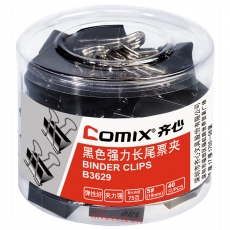 齊心 Comix B3629 黑色長尾夾 19mm 40個/筒