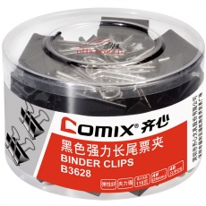 齊心 Comix B3628 黑色長尾夾 25mm