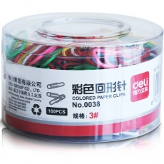 得力 Deli 0038 29mm彩色回形針 160枚/筒