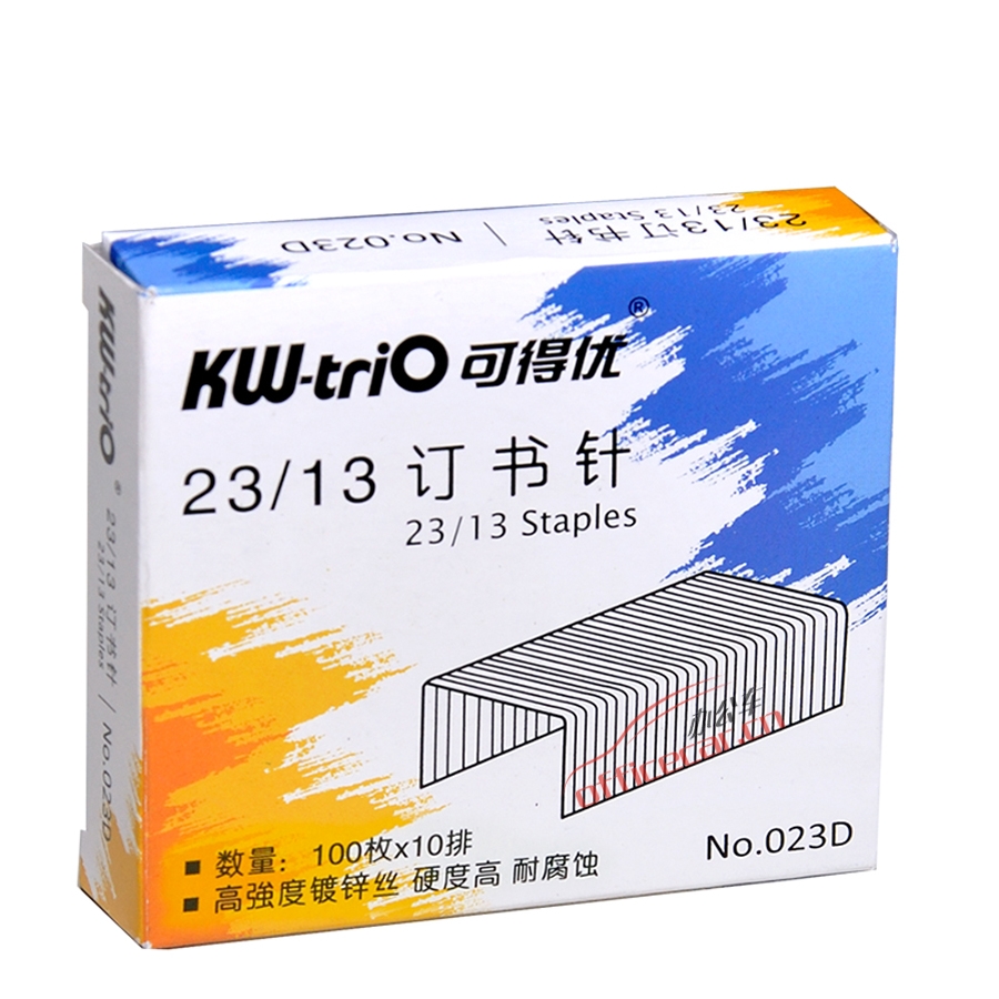 可得優(yōu) KW-triO NO.023D 高強(qiáng)度鍍鋅絲訂書釘 23/13 1000枚/盒