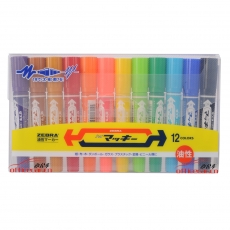 斑馬 ZEBRA MO-150-MC 大雙頭記號筆（油性記號筆）速干耐水 (12色) 12色/套