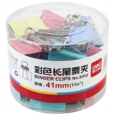 得力 Deli 8552 彩色長尾夾 41mm 24只/筒