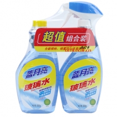 藍月亮 BlueMoon 玻璃水(瓶+瓶補) 玻璃清潔劑 500g+500g/組 12組/箱