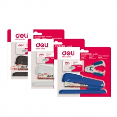 得力 Deli 0359金屬鋼質耐用辦公訂書機套裝（訂書機+訂書釘+起釘器）12#釘顏色隨機