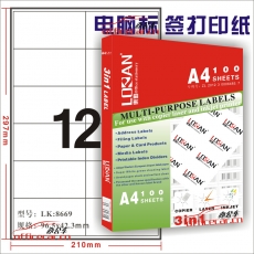 樂勤 LOLAN 8669 A4分切電腦標簽打印紙/激光噴墨打印標簽紙 100張/包