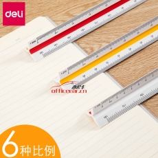 得力 Deli 8930 30cm 多色標(biāo)識三棱比例尺子 6種比例