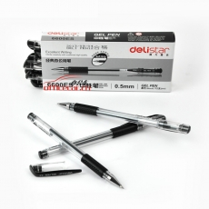 得力 Deli 6600ES 撥蓋中性筆 0.5mm （黑色） 12支/盒