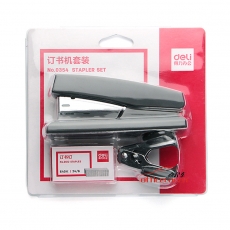 得力（deli）12#辦公訂書機3件套(訂書器+訂書針+起釘器) 黑色0354