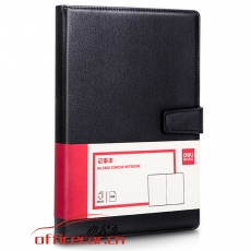 得力(deli)3302 16K120張商務(wù)磁扣皮面本辦公用品 工作記事本日記本會(huì)議記錄本筆記本子文具 黑色