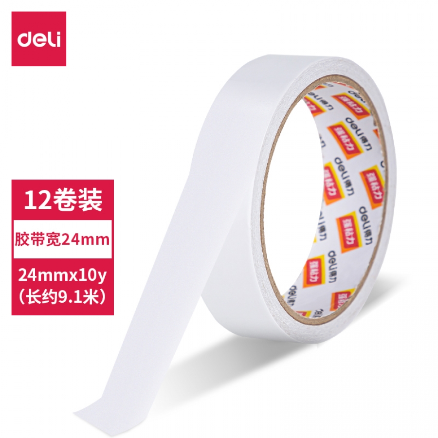 得力 deli 30403 24mm雙面膠 12卷/袋
